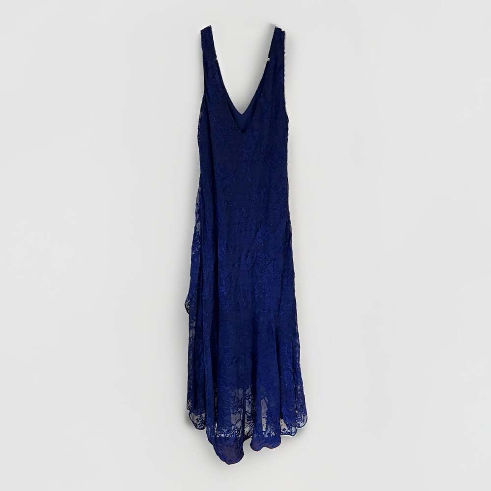 ALEX EVENING -Elegant Dark Blue & Lace Dress & Jacket Slip-On Sz 14 Sequin